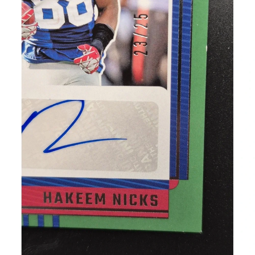 2025 Panini Donruss Hakeem Nicks #SS-32 Signature Series Green /25 (AU) Giants